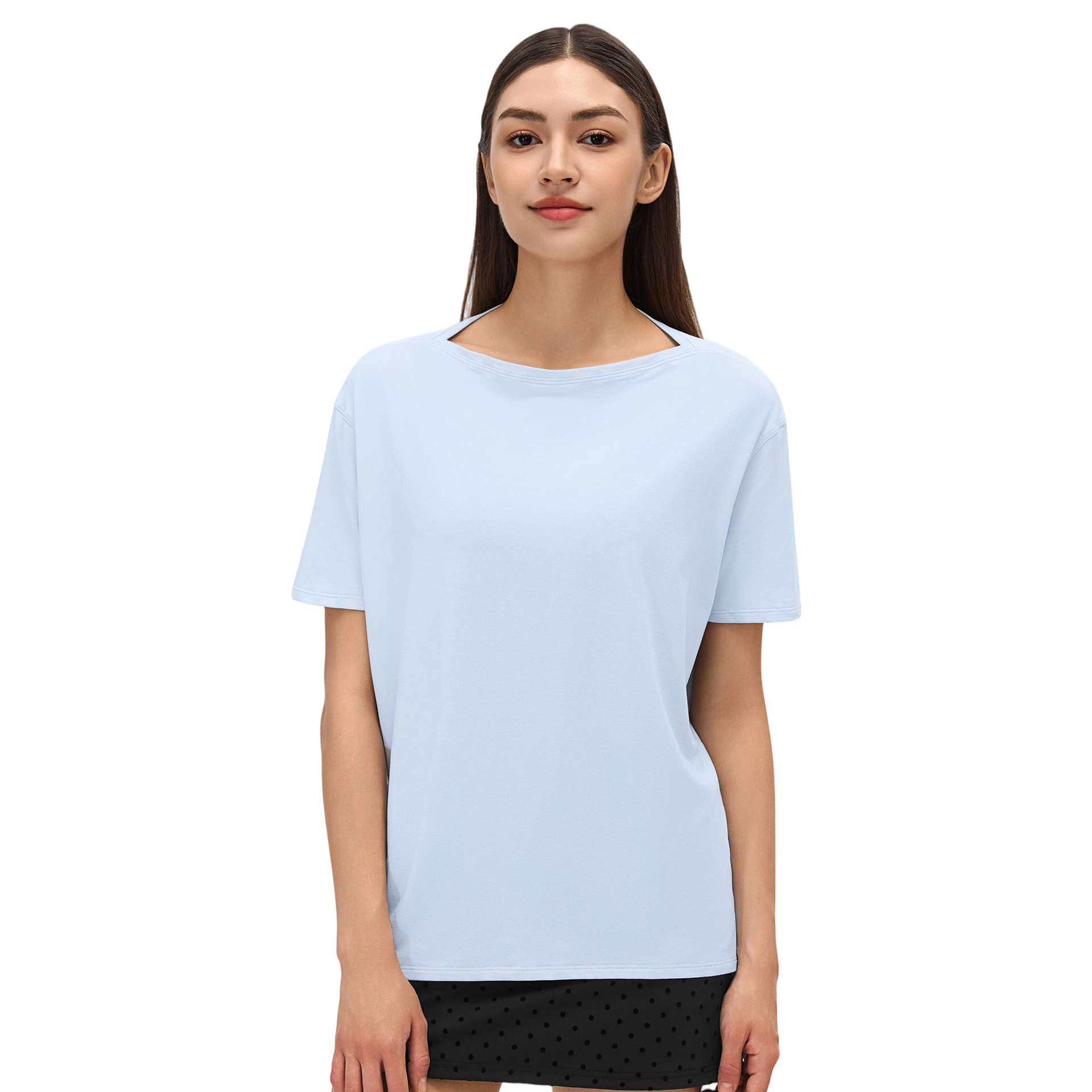 Women's Breathable Yoga Blouse Summer Thin Loose Short-sleeved Polyester/Cotton T-shirt Outdoor Sports Casual Top