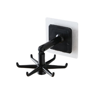 Rotating <b>Hook</b> Kitchen <b>Wall</b> Storage Rack Suction Cup Mount Adjustable Minimalist Design For Utensils And Pan Storage - Product Image 2