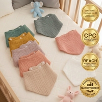 Lot de bavoirs triangulaires en mousseline pour bébé, 100 % coton gaze, bavoir bandana anti-bave, serviette à salive pour nouveau-né, pour l'alimentation, avec bouton-pression réglable, OEM, respirant