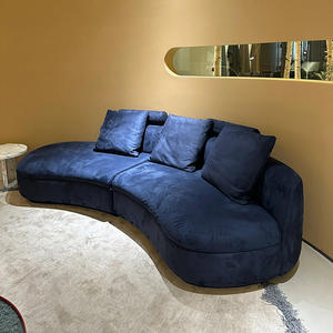 Ensemble de canapés d'angle incurvés <span class=keywords><strong>Piaf</strong></span> de luxe minimaliste, meubles haut de gamme sur mesure, ensemble de canapés en tissu suédé italien nubuck - Product Image 4