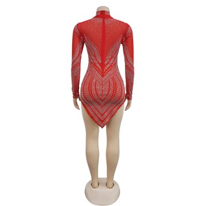 Vestido de Noche Elegante QY831, <span class=keywords><strong>Color</strong></span> Sólido, Decoración de Pedrería, Cuello Alto, Manga Larga, Vestido de Gala, <span class=keywords><strong>Color</strong></span> Sólido, Transparente - Product Image 4