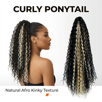 Queue de cheval bouclée à pince, cheveux synthétiques, 24 pouces, extension de queue de cheval bouclée crépue, fibre haute température, durable, réutilisable, sans nœuds