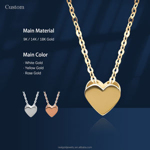 Desain Minimalis Nyata 18K/ 14K/ 9K Emas Hati Liontin Kalung Dipoles Tinggi Menyederhanakan Hati Kalung untuk Anak Perempuan - Product Image 1