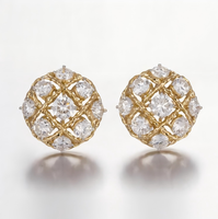 Boucles d'oreilles de luxe personnalisées unisexes en or pur 14 carats, serties de diamants de laboratoire en forme de chaîne, taille brillant, certifiées IGI, pour fiançailles et anniversaire