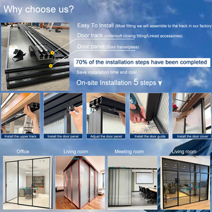 Puerta corredera de aluminio de lujo para Hotel, apartamento, Villa, oficina, puerta Interior de vidrio, cierre suave, puerta corredera telescópica de vidrio, fábrica - Product Image 4