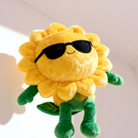 Peluche courte et douce, lunettes de soleil tendance, peluche tournesol, jouet en peluche mignon, poupée en peluche, pendentif en peluche doux pour cadeau, vente en gros