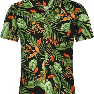Camisa Hawaiana para Hombre, con Bolsillo, Estilo Vintage, sin Mangas, con Botones, Camisa de Playa con Estampado Floral Tropical, 100% Poliéster, Secado Rápido, Protección UV - Product Image 1