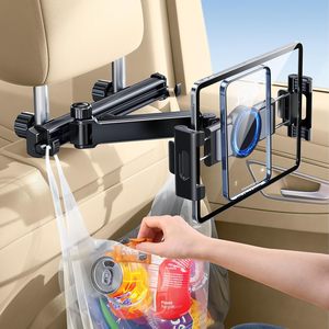 Flexible Alloy+Plastic <b>Car</b> Seat Headrest Hook Magnetic Phone <b>Tablet</b> <b>Holders</b> Stretchable Adjustable Anti-Slip Stable 360 Rotation - Product Image 1