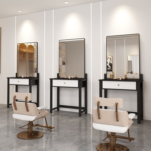 Station de Salon Tout-en-Un avec Miroir – Poste de Travail Professionnel pour Barbiers et Meuble de Coiffure - Product Image 1