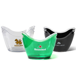 Cubo de hielo de transparencia personalizado para vino, champán, cerveza, acrílico y enfriador de plástico PP con pinzas, soporte de cerveza promocional - Product Image 2