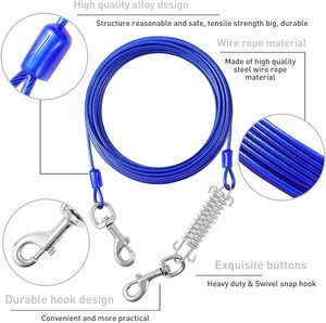 Cable de amarre para perros y Estaca 20 pies fuera del perro Correa de cable y cadena con resorte de choque para acampar y patio - Product Image 4