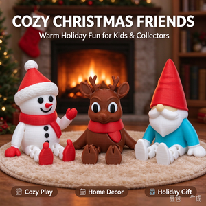 Ensemble de figurines de Noël en plastique imprimées en 3D, articulées, Père Noël, renne, bonhomme de neige, jouet décoratif, cadeau - Product Image 4