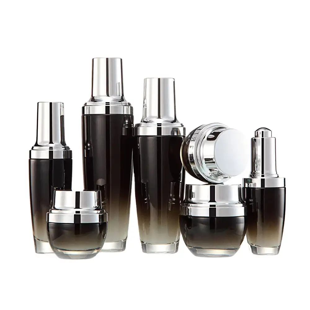 50Ml Bulk Lege Zwart Glas Cosmetische Fles Set