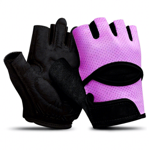 Women Fitness <b>Gloves</b> Open Finger Pink Gray Workout Training Gym Exercise Perforated Breathable Half Finger <b>Gloves</b> - Product Image 4