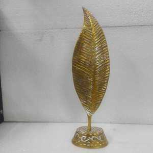 Décoration d'intérieur : Figurine de feuille de luxe en métal doré, ornement décoratif de table pour salon, bureau, chambre, hôtel, mariage - Product Image 4