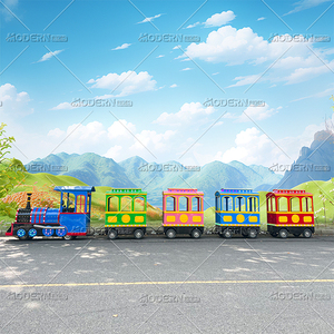 รถไฟเด็กเล่นพร้อมตู้โดยสารเหล็กสีสันสดใส 4 ตู้ มอเตอร์ 5 กิโลวัตต์ สำหรับความสนุกสนานและความผจญภัยในครอบครัว ที่สวนสนุกเชิงพาณิชย์ - Product Image 3