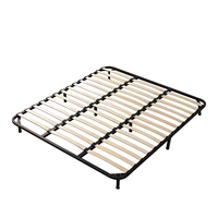 Sommier en acier avec lattes en bois de pin, réglable, amovible, avec fonction de rangement, cadre de lit plat pour chambre à coucher