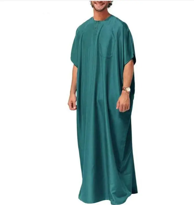 Dubai Malaysia Thobe gaun panjang etnik polos baru pakaian Muslim Islami jubah gaun Arab