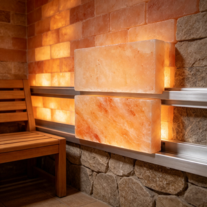 Carreaux muraux modernes en sel de <span class=keywords><strong>l</strong></span>'Himalaya, briques de sel rocheux avec supports en aluminium pour la construction de saunas commerciaux, de spas et de salles de sel. - Product Image 4