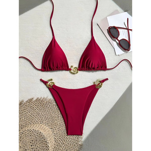 Bikini de Dos Piezas con Anillos de Lujo para Mujer, Diseño Personalizado, Sexy y a la Moda, Traje de Baño para Playa de Verano - Product Image 4