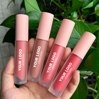 Tube de gloss à lèvres mat hydratant à faible MOQ, dégradé rose, avec applicateur cylindrique, personnalisable avec logo, fabrication OEM
