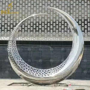 Абстрактная современная металлическая скульптура из нержавеющей стали Наружная лазерная резка цветочный дизайн D & Z