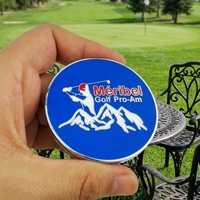 Marqueur de balle de golf magnétique en métal bleu robuste, personnalisé en gros pour usine, souvenir avec design émaillé sur mesure