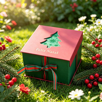 Boîte cadeau de Noël personnalisée écologique avec fenêtre découpée en forme d'arbre, ruban, nœud, pour bonbons, chocolats, biscuits, bougies, emballage de fêtes et du Nouvel An