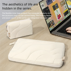 Housse d'ordinateur portable légère et mignonne de 14 pouces et 16 pouces, housse de protection rembourrée pour ordinateur portable avec poignée rétractable - Product Image 6