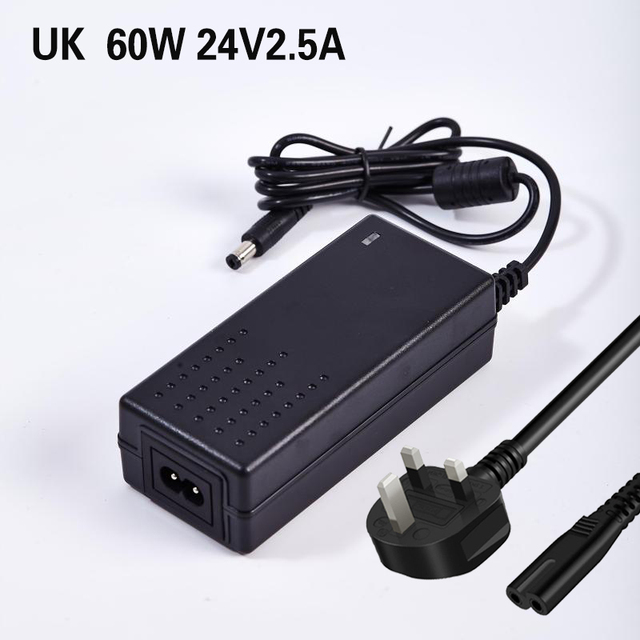 Source Factory 60W 24V 2.5A DC Plug in Desktop Power Adapter UK Plug | CE/GS Certified | OEM/ODM Supported | PC/ABS Material