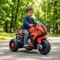 Moto électrique pour enfants à 3 roues, démarrage progressif, klaxon et phare, alimentation par batterie