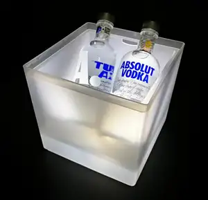 Cubo de hielo acrílico con luz led, cubo de hielo acrílico iluminado con luz led