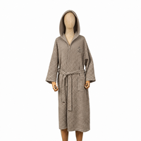 Peignoir en coton gaufré doux et confortable, à capuche, unisexe, pour hôtel, spa, vacances, détente, léger, avec ceinture, pour usage quotidien, direct usine