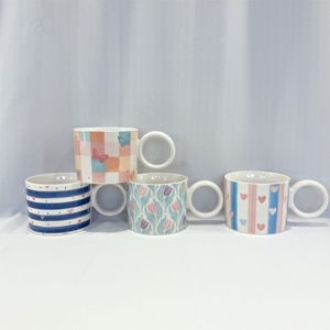 China Supplier Cartoon Pattern Eco-friendly Ceramic Coffee Mug with Round Handle Design Dishwasher & Microwave Safe Food Safe - Product Image 1