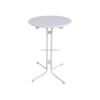 Mesa de jardín portátil plegable redonda informal para exteriores de alta calidad, muebles de barra de madera agregados alrededor del borde, mesa de barra superior de madera