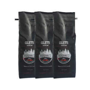custom print side gusset coffee pouch black matte coffee beans packaging with valve 12oz coffee bag
