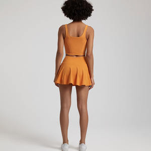 YIYI, Полностью покрывающий, удобные комплекты для тренировок и гольфа, быстросохнущие теннисные комплекты с юбкой, спортивный тренажерный зал, фитнес-костюм для женщин, комплект из 2 предметов - Product Image 4