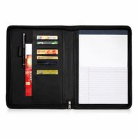 Porte-documents A4 en similicuir pour usage professionnel, équipé d'une calculatrice et d'un bloc-notes