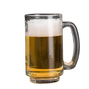 热销优质透明玻璃啤酒杯啤酒玻璃升华390毫升带手柄玻璃啤酒杯