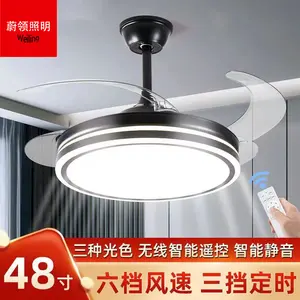 Copper Motor Invisible Mute Fan Lights New Bluetooth Living Bedroom Dining Room Fan-Style Ceiling Lamp