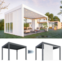 Kit de pergola en aluminium thermolaqué écologique 12x20 pieds, montage facile en DIY, toit à lames motorisé et étanche, pour extérieur naturel