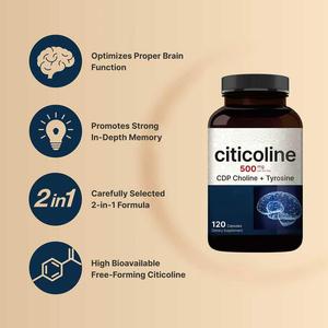 OEM Private Label Dietary Citicoline 500 mg Tyrosine Support 120 Citicoline Capsules Supplément - Product Image 3