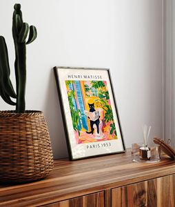 Poster con gatto nero su WC, dipinto a spruzzo in stile <span class=keywords><strong>Matisse</strong></span>, con cornice, marrone chiaro, rettangolare verticale, divertente decorazione da parete per bagno, stile tropicale - Product Image 3