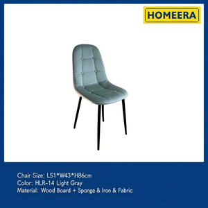 Sedia da Pranzo Moderna Homeera in Tessuto Trapuntato, 51x43x86cm, Grigio Chiaro, Gambe in Legno, Spugna e Ferro - Product Image 1