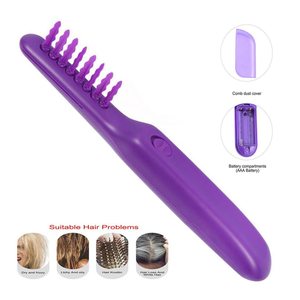 Electric Detangling <b>Brush</b> Purple Nylon Bristles Battery <b>Powered</b> For Smooth Hair Care - Product Image 5