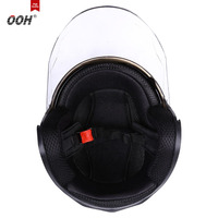 Casque de moto ouvert certifié OOH DOT anti-buée avec protection solaire, taille XL, à dégagement rapide, toutes saisons, en ABS, avec nouveau haut-parleur, noir