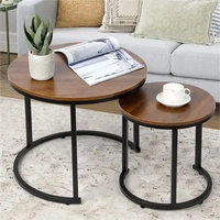 Table basse ronde moderne en MDF pour salon, entrée, villa et hôtel – Design unique avec piètement métallique