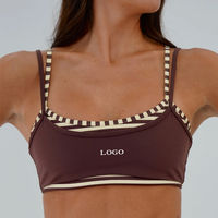 Soutien-gorge de sport pour femme, col carré, double couche, bretelles ajustables, fitness, gym, ajouré, anti-transpiration, doux comme du beurre, pour le yoga
