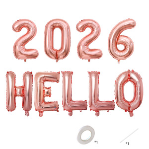 Set de Globos para Fiesta de Nochevieja 2026 de 16 Pulgadas, Set de Globos de Año Nuevo 2026, Globos de Número de Papel de Aluminio con la Leyenda 'Hola 2026' - Product Image 4