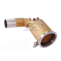 Tuberías de escape para coche, tubo de bajada y cabezal de escape para Porsche Carrera S 992, escape 3.0T 2019-2024, dorado, aislado, sin indicador de error del motor